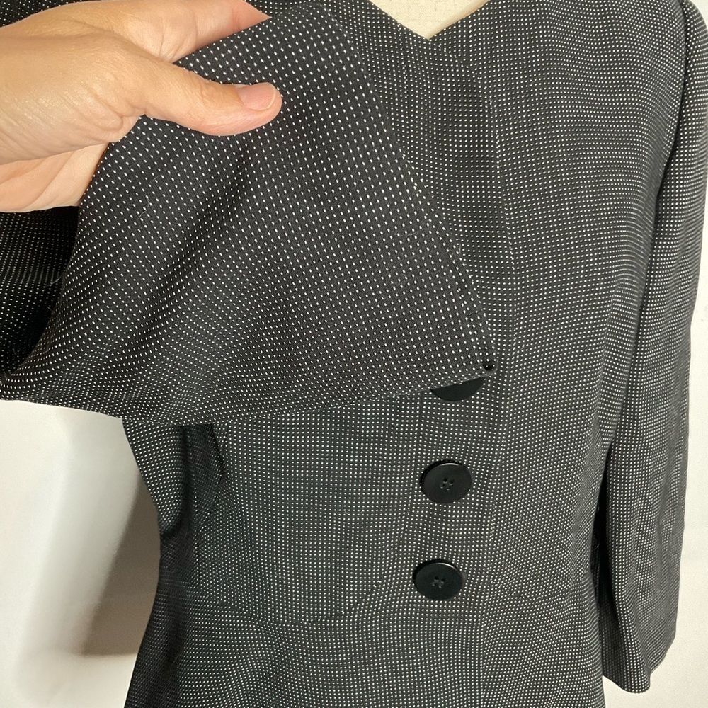 Armani Collezioni Black White Micro Stitch Button Down Peplum Blazer Size 12 - Picture 4 of 8